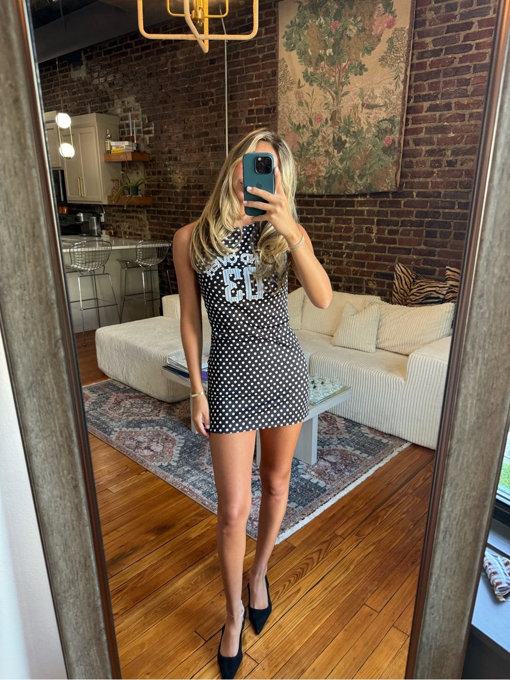 HANDOVER Black Polka Dot Mini Dress